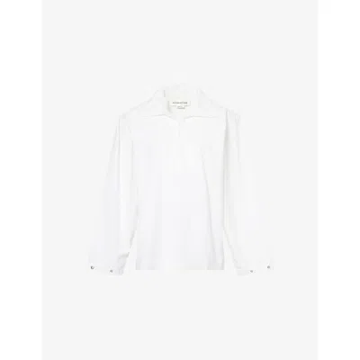 Victoria Beckham Womens Tab-trim Oversized-fit Denim Top Washed White