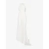 Victoria Beckham Womens Ruched Semi-sheer Cotton-blend Maxi Dress White Xs