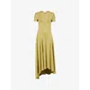Victoria Beckham Womens Greenfinch Zip-front Short-sleeve Stretch-jersey Midi Dress In Green