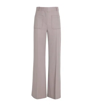 Victoria Beckham Wool Alina Wide-leg Trousers In Beige