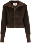 Victoria Beckham Zippered Wool Jacket In Brown