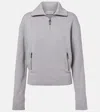 Victoria Beckham Wool And Cashmere Half-zip Sweater In Gray
