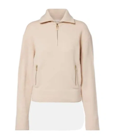 Victoria Beckham Wool And Cashmere Half-zip Sweater In Neutral
