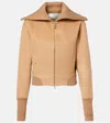 Victoria Beckham Womens Camel Slim-fit High-neck Wool-and-cashmere Bomber Jacket In Brown