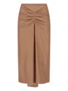 Victoria Beckham Gathered Wool And Cashmere Midi Skirt In Animal Print