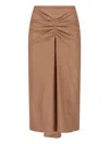 Victoria Beckham Gathered Wool And Cashmere Midi Skirt In Brown