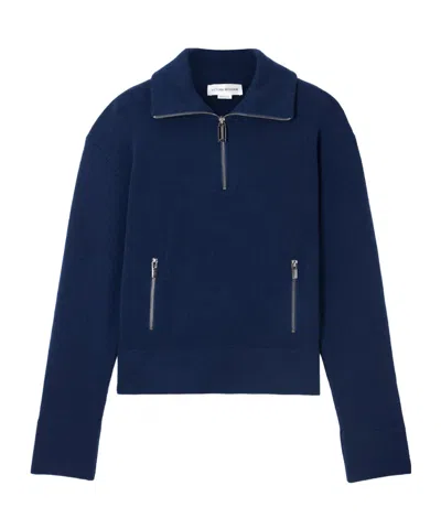 Victoria Beckham Milano Merino Wool And Cashmere-blend Half-zip Sweater In Multi