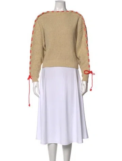 Pre-owned Victoria Beckham Wool Bateau Neckline Sweater In Neutral