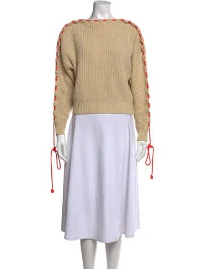Pre-owned Victoria Beckham Wool Bateau Neckline Sweater In Neutrals