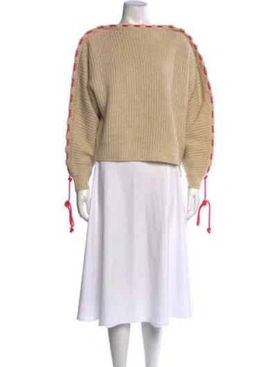 Pre-owned Victoria Beckham Wool Bateau Neckline Sweater W/ Tags In Neutrals