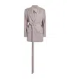 Victoria Beckham Belted Textured-wool Blazer In Grey
