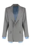 Victoria Beckham Wool Blazer Lapel Collar In Gray