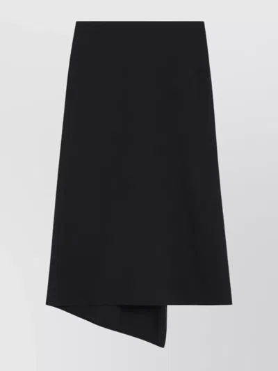 VICTORIA BECKHAM WOOL BLEND ASYMMETRIC HEM MIDI SKIRT