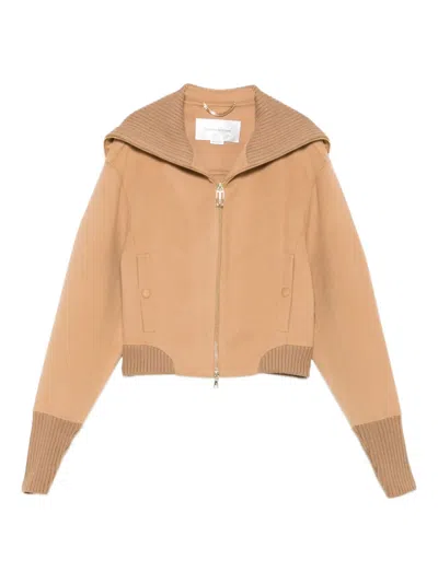 Victoria Beckham Wool-blend Cropped Jacket In Brown