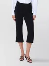 Victoria Beckham Wool Blend Cropped Trousers With Belt Loops In Black