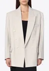 Victoria Beckham Pumice-coloured Double-breasted Jacket In Neutral
