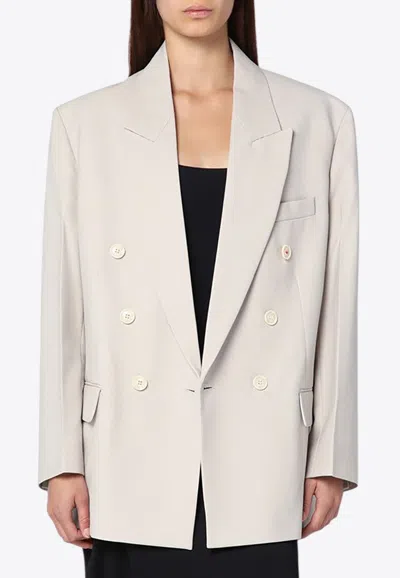 VICTORIA BECKHAM WOOL-BLEND DOUBLE-BREASTED BLAZER