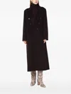 Victoria Beckham Brown Double-breasted Coat In Wool And Cashmere In Black