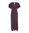 Victoria Beckham Wool-blend Gathered-waist Midi Dress In Purple