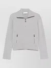 Victoria Beckham Milano Merino Wool And Cashmere-blend Half-zip Sweater In Gray