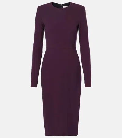 Victoria Beckham Strong-shoulder Long-sleeve Midi T-shirt Dress In Fig