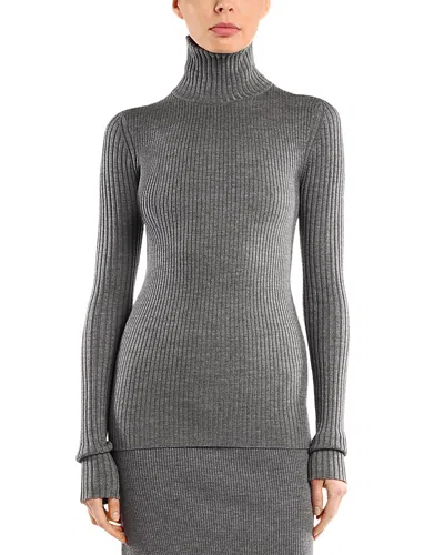 Victoria Beckham Wool Blend Mock Neck Sweater In Gray