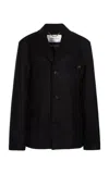 Victoria Beckham Wool Blend Pea Coat In Black