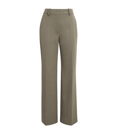 Victoria Beckham Wool-blend Straight Tailored Trousers In Green