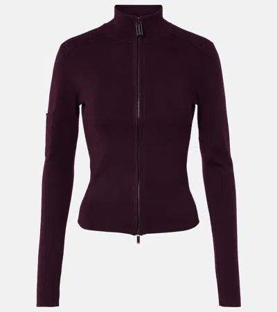 Victoria Beckham Wool-blend Zip-up Sweater In Burgundy