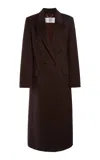 Victoria Beckham Wool Cashmere Coat In Brown