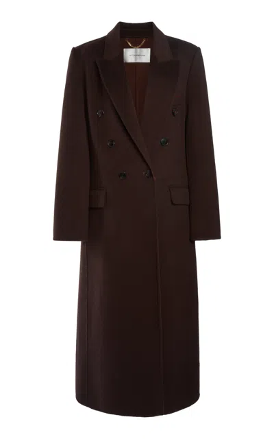 Victoria Beckham Wool Cashmere Coat In Brown