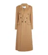 Victoria Beckham Womens Camel Double Faced Peak-lapels Wool And Cashmere Coat In Brown