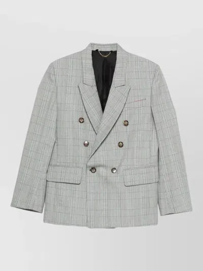 VICTORIA BECKHAM WOOL CHECK DOUBLE BREASTED TAILORED JACKET
