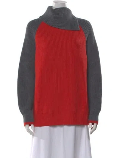 Pre-owned Victoria Beckham Wool Colorblock Pattern Sweater In Black