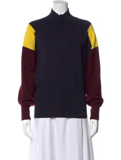Pre-owned Victoria Beckham Wool Colorblock Pattern Sweater In Black