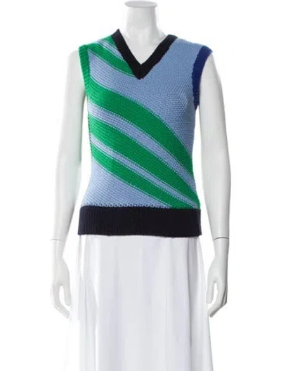 Pre-owned Victoria Beckham Wool Colorblock Pattern Sweater In Blue