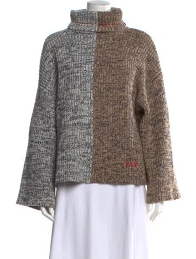 Pre-owned Victoria Beckham Wool Colorblock Pattern Sweater In Blue