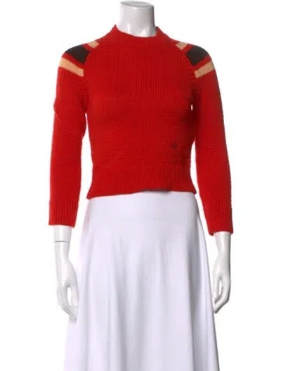 Pre-owned Victoria Beckham Wool Colorblock Pattern Sweater In Brown/neutrals/red