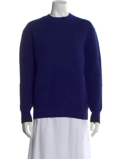 Pre-owned Victoria Beckham Wool Crew Neck Sweater In Blue