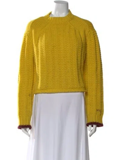 Pre-owned Victoria Beckham Wool Crew Neck Sweater In Yellow