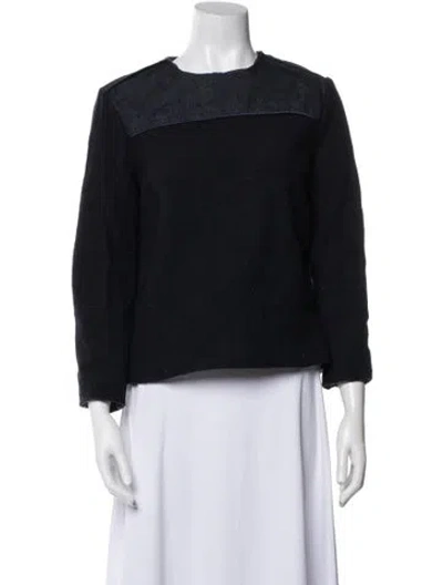 Pre-owned Victoria Beckham Wool Crew Neck Top In Blue
