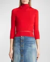 Victoria Beckham Wool Double Layer Top With Sheer Underlay In Red