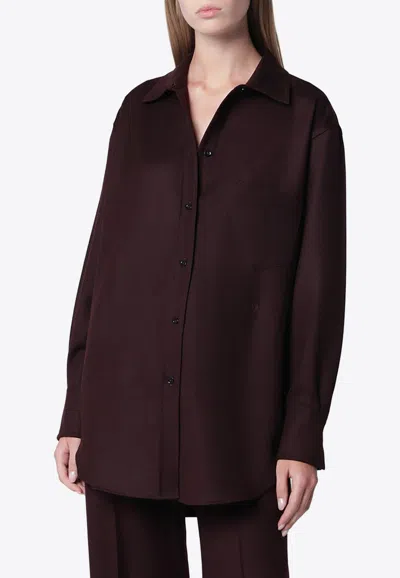 Victoria Beckham Wool Flannel Shirt In Purple