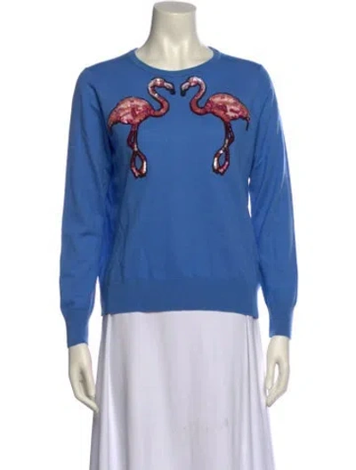 Pre-owned Victoria Beckham Wool Graphic Print Sweater In Blue