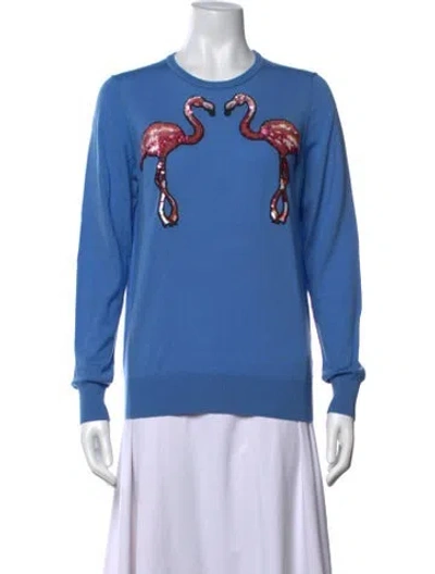 Pre-owned Victoria Beckham Wool Graphic Print Sweater In Blue