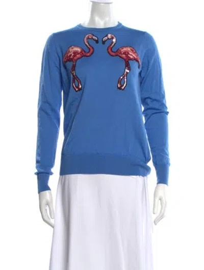 Pre-owned Victoria Beckham Wool Graphic Print Sweater In Blue