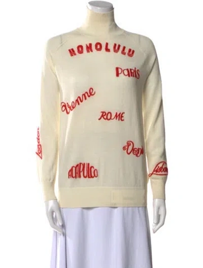 Pre-owned Victoria Beckham Wool Graphic Print Sweater In Neutral