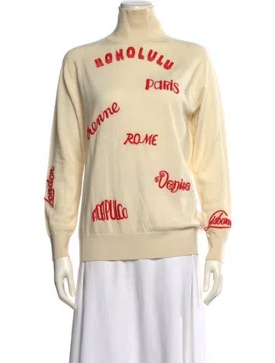 Pre-owned Victoria Beckham Wool Graphic Print Sweater In Neutral