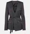 Victoria Beckham Collarless Shrunken Wool Blazer In Grey