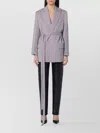 Victoria Beckham Wool Jacket With Belt And Pockets In Purple